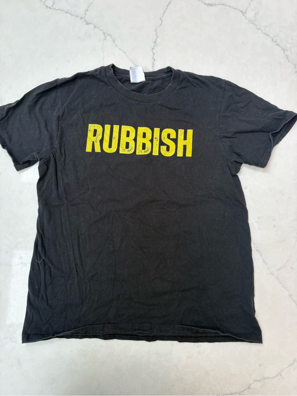 Rubbish Graphic Tee - Black with Yellow Print